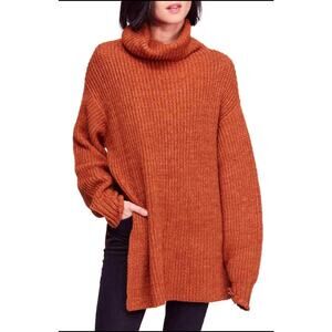 Free People Ottoman Slouchy Tunic Sweater Rust Copper Spice Oversized Size S